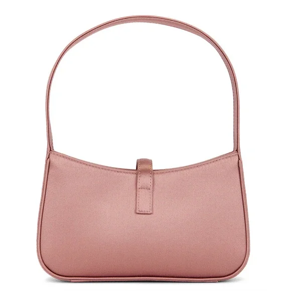 Saint Laurent Mini Le 5 A 7 Hobo Dragee Pink Satin Gold YSL Logo Top Handle Bag - Picture 11 of 16